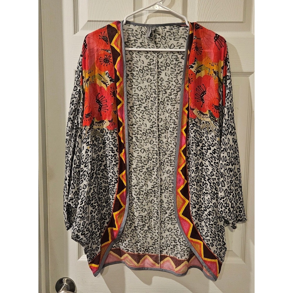 Blank London Frances Floral Cocoon Kimono Anthropologie One Size Leopard Print - Picture 2 of 7